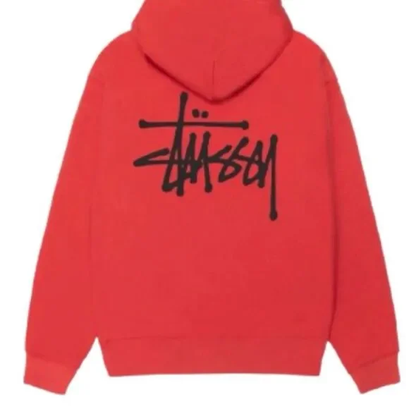 Stussy Men's Red Graphic Print Pullover Hoodie Size M Streetwear NWOT - Picture 3 of 5